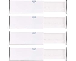 Verstelbare lade organizer verdelers 4-pack met schuim uiteinden - voor keuken dressoir slaapkamer badkamer kantoor opslag