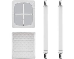 Verstelbare lakenspanners - Elastische banden - Beddengoed organiseren - Met rubberen clips - 55-250 cm - Wit