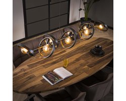 Verstelbare landelijke hanglamp Hover | 8 lichts | charcoal / grijs / zwart | metaal | 160 cm | Ø 26 cm | eetkamer / eettafel lamp | modern / sfeervol design