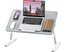 Verstelbare Lap Desk - Bedtafel Laptoptafel - Comfortabel Werken - Hoogte en Hoek Instelbaar - 60 x 33 cm - Grijs