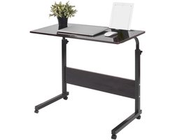 Verstelbare Laptop Roltafel met Wielen - Mobiele Computerbureau Bijzettafel voor Bed en Bank