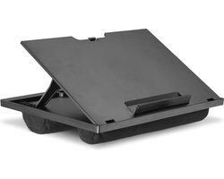 Verstelbare laptopstandaard voor op schoot - Perfect voor thuiswerken - Lichtgewicht en comfortabel met kussen - Zwart