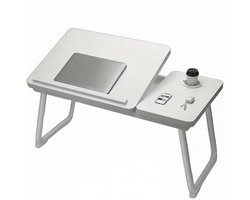 Verstelbare Laptoptafel met Bekerhouder en Antislip Mat – Compact Opvouwbaar Werk- en Studiebureau voor Bed, Bank of Kantoor – Zwart-Wit