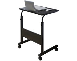 Verstelbare Laptoptafel op Wielen – In Hoogte Verstelbaar (71-98 cm) – 80 cm Breed – Compact Bureau – Verrijdbaar Laptoptafeltje voor Thuis & Kantoor – Zwart