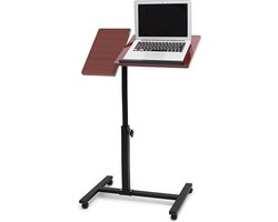 Verstelbare laptoptafel op wieltjes - Relaxdays - 95 x 60 x 40,5 cm - rood-bruin