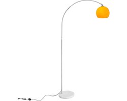 Verstelbare LED booglamp met marmeren voet in wit en oranje