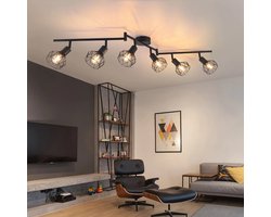 Verstelbare LED Plafondlamp – Moderne Verlichting – 6 Lampen – Draaibare Kroonluchter – Industrieel & Modern – E14 Fitting – Kooiontwerp – Voor Woonkamer, Eetkamer, Hal & Kantoor