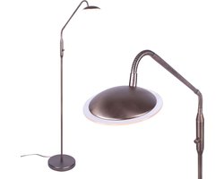Verstelbare led staande leeslamp Empoli | 1 lichts | brons / bruin | glas / metaal | 130 cm hoog | Ø 23 cm | staande lamp / vloerlamp | dimfunctie | modern design