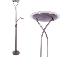 Verstelbare led staande leeslamp Empoli | 2 lichts | brons / bruin | glas / metaal | 130 cm hoog | Ø 25 cm | staande lamp / vloerlamp | dimfunctie | modern design
