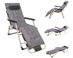 Verstelbare Ligstoel met Kussen – Binnen & Buiten Comfortabele ligstoel met stevig frame en handmatige verstelling. Inclusief kussen, geen montage nodig en eenvoudig schoon te maken. Ideaal voor tuin, terras of woonkamer.