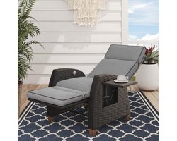 Verstelbare Ligstoel met Kussen voor Binnen en Buiten - Aluminium Frame en Rotan