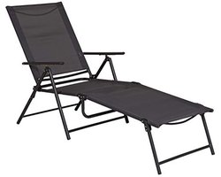 Verstelbare Ligstoel - Opvouwbaar, 5 Posities, Tuinmeubilair met Armleuningen, Comfortabel, Geschikt voor Buiten, Grijs