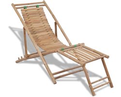 Verstelbare Ligstoel van Bamboe voor Tuin en Strand met Voetensteun