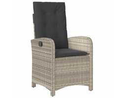 Verstelbare Loungestoel Tuinstoel PE Rotan Jasgrijs met Kussens