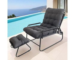Verstelbare Loungestoel voor Buiten met Voetenbank - Comfortabele Relaxstoel voor Tuin en Balkon