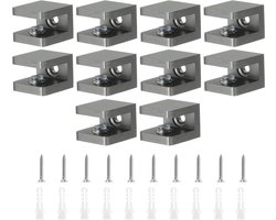 Verstelbare messing plankbeugels met rubberen pads - 10 stuks klemmen voor wandplanken, badkamer en wijnrek (5-8 mm)