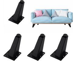 Verstelbare metalen meubelpootjes voor sofa, kast, salontafel en bed - 4 stuks, driehoekig ontwerp, zwart satijn