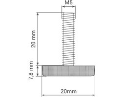 Verstelbare metalen meubelpoten 4 stuks M5 x 20 mm voor meubels