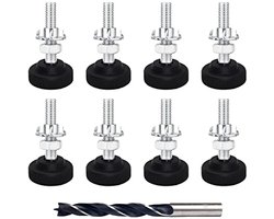 Verstelbare Metalen Meubels Voeten - 8 Stuks M8 x 50mm Met Stelschroeven en Slotmoeren