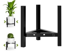 Verstelbare metalen plantenstandaards voor binnen en buiten gebruik voor 20-30cm potten - zwart - Roestvrij - Draagvermogen tot 200 lbs - Hoekplank voor ...