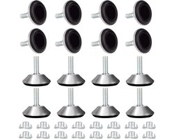 Verstelbare meubelcilinder - nivelleringsvoet - T-moer - schroefdraad - stoelpoten - tafel - bank - M8 x 25 x 40 mm - 16 stuks - meubelonderdelen - meubelaccessoires - stabiliteit