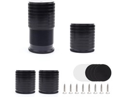 Verstelbare meubelpoot - hoogte instelbaar - 4 stuks - zwart - 43 x 40 mm