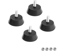 Verstelbare meubelpoot met rubberen schokabsorber, M6 schroefdraad, diameter 32mm, hoge stabiliteit voor meubels en apparatuur, 4 stuks