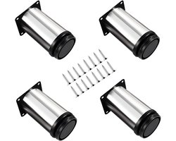 Verstelbare meubelpootjes set van 4, hoogte 100-115 mm, chroom metalen meubelpoten voor bank, kast en meubels