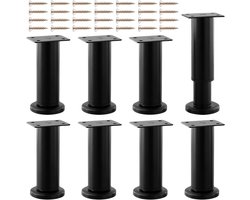 Verstelbare meubelpootset van 8 stuks, 12-18 cm hoog, met schroeven - Ideaal voor bank, nachtkastje en kast