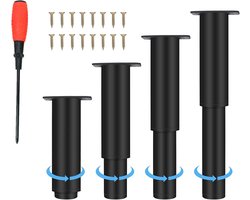 Verstelbare Meubelpoten 12-18 cm - 4 stuks Zwart, Belastbaar tot 800 kg
