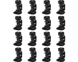 Verstelbare Meubelpoten - 16 Stuks - Inclusief 2.7cm Plintclippen en schroef - 9.5-12.5 cm - Meubelpoot - Meubelpootjes Verstelbaar - Meubelpoten voor kast - Zwart - Kunststof