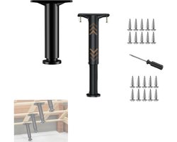 Verstelbare Meubelpoten 2 stuks - Verhogen Meubels - Hoogte Instelbaar tot 42 cm - voor Bank, Bed, Kast, Nachtkastje - Zwart