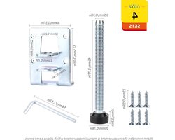 Verstelbare Meubelpoten 4 Stuks M9 x 102mm Hoogte Verstelbare Voeten voor Tafel, Planken en Kasten
