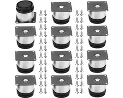 Verstelbare Meubelpoten 50mm - 12 Stuks RVS Meubelbenen met 48 Schroeven voor Bed, Tafel en Kast