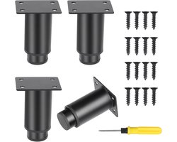 Verstelbare Meubelpoten 8-12 cm - Set van 4 Zwarte Tafelpoten voor Diverse Meubels