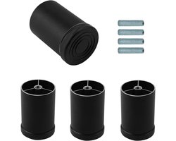 Verstelbare meubelpoten - Aluminiumlegering - Set van 4 - Met M8-schroefdraad - Zwart - Geschikt voor kasten, banken, tafels en wasmachines