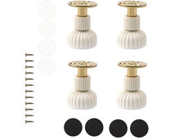Verstelbare meubelpoten in wit/goud (54-63 mm) - 4 stuks met antislip rubberen voeten | Perfect voor kasten, tafels en nachtkastjes | Inclusief tape en schroeven