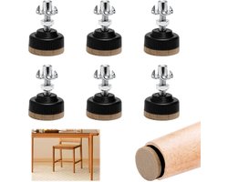 Verstelbare Meubelpoten M6 Set van 6 met Viltglijders en T-moeren voor Stabiliteit en Vloerbescherming