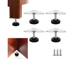 Verstelbare meubelpoten met antislip rubberen voetjes voor stoelen en bedden, hoogte 13-25 mm, set van vier stuks voor optimale stabiliteit en bescherming van vloeren