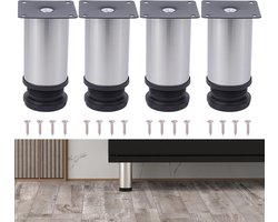 Verstelbare Meubelpoten - Roestvrij Staal, 50 mm Diameter, 4 Stuks, Ideaal voor Banken en Tafels