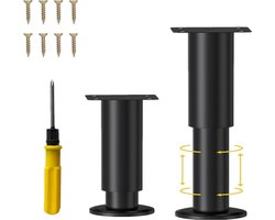 Verstelbare Meubelpoten Set van 2 voor Bank, Bed of Kast - Donker Metaal (12-18 cm)