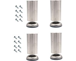 Verstelbare meubelpoten - Set van 4 - 12cm lang - extra dik - roestvrij staal - kabinet salontafel tv-standaard - meubels bank - badkamer kast ondersteuning - benen - meubelvoet