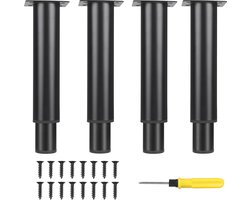 Verstelbare Meubelpoten Set van 4 - 18-33 cm - Zwart Metalen Tafelpoten voor Salontafels, Kasten en Banken