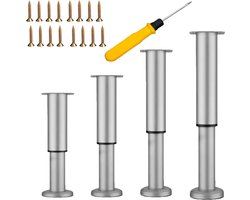 Verstelbare Meubelpoten Set van 4 - Metalen Tafel- en Kastpoten Grijs 25-42 cm