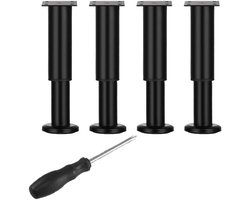 Verstelbare Meubelpoten Set van 4 - Ronde Zwarte Stalen Poten voor Bed, Bank, Kast en Tafel (18-30 cm)