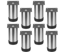 Verstelbare meubelpoten set van 8 - Ronde roestvrij staal poten voor bank, tafel en stoelen