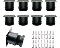 Verstelbare meubelpoten van roestvrij staal - 8 stuks - zwart - Ø 5 cm - hoogte 5 cm - instelbaar 0-15 mm - voor kasten en banken