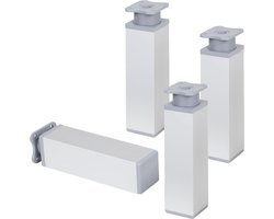 Verstelbare meubelpoten - vierkant - set van 4 - 40x40x150 mm - aluminium/zilver - montageplaat - kasten laden planken