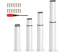 Verstelbare Meubelpoten - Voor Banken en Tafel - 4 Stuks - Wit - Metaal - 12-20 cm