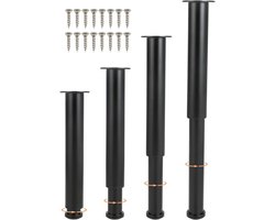 Verstelbare Meubelpoten voor DIY Meubels - Hoogte 25-42 cm, 4 Stuks in Zwart